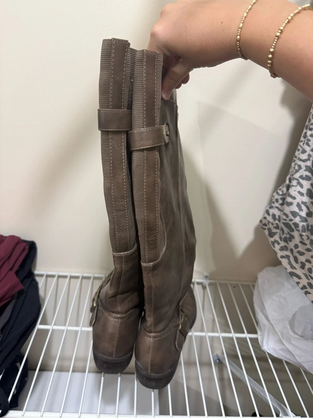 Kim Rogers Brown Leather Knee-High Riding Boots